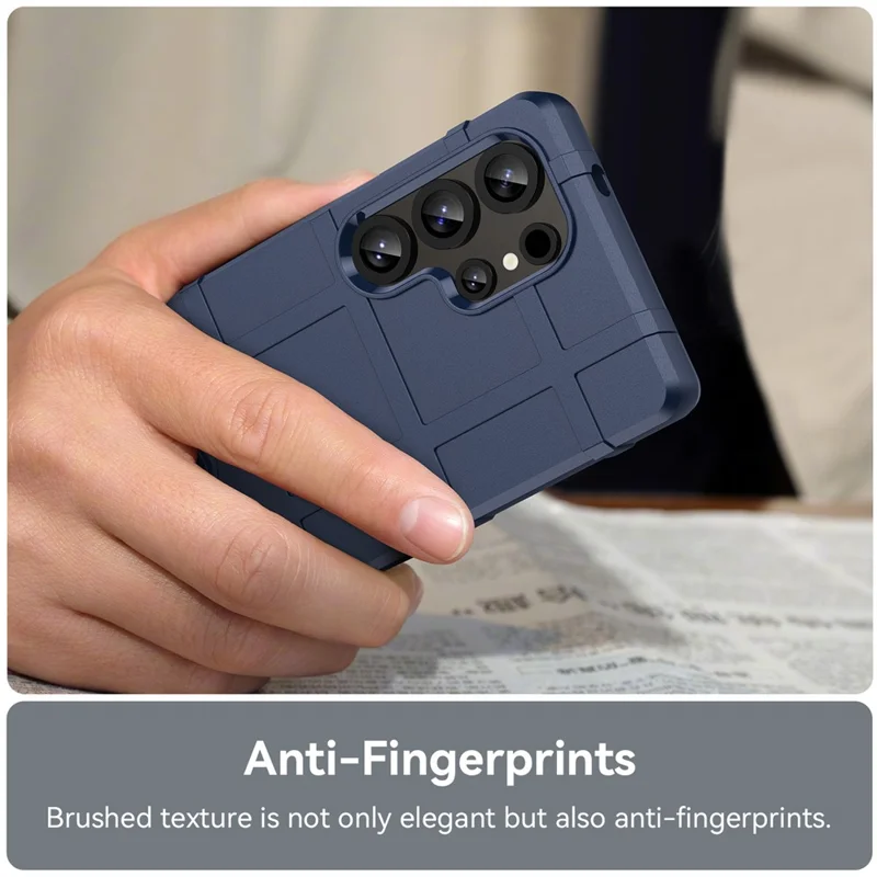 Voor Samsung Galaxy S25 Ultra Hoesje Rasterdesign Zachte TPU Krasvaste Telefoonhoes - Blauw