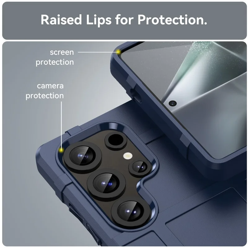 Voor Samsung Galaxy S25 Ultra Hoesje Rasterdesign Zachte TPU Krasvaste Telefoonhoes - Blauw