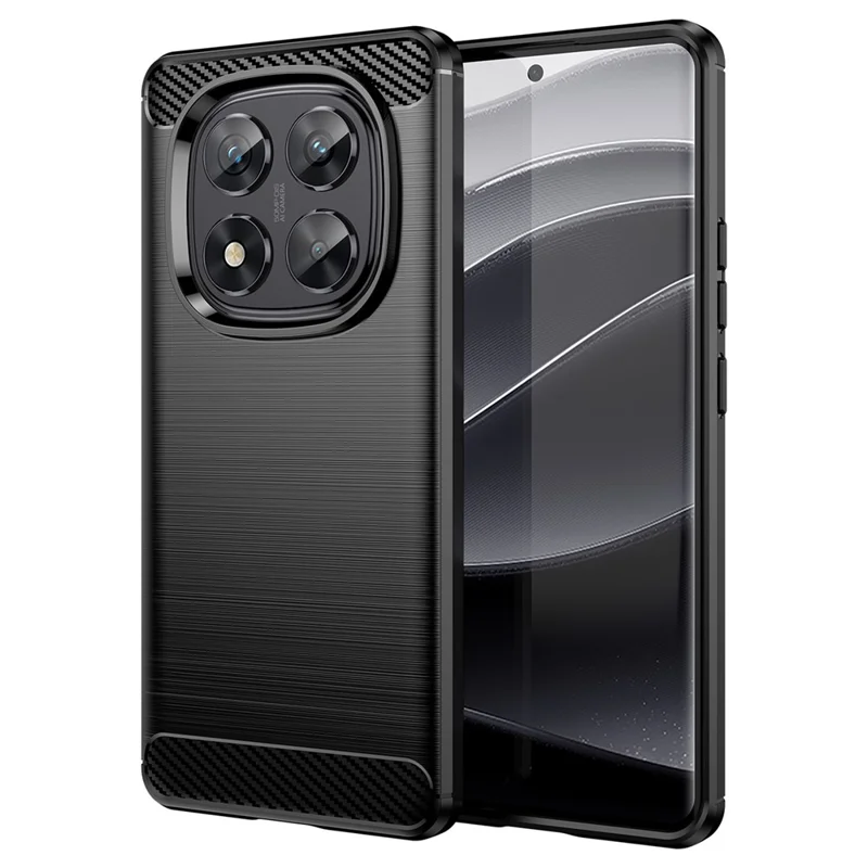 Per Xiaomi Redmi Note 14 Pro 5G Case Carbon Fiber Texture TPU Brushed Phone Cover - Nero