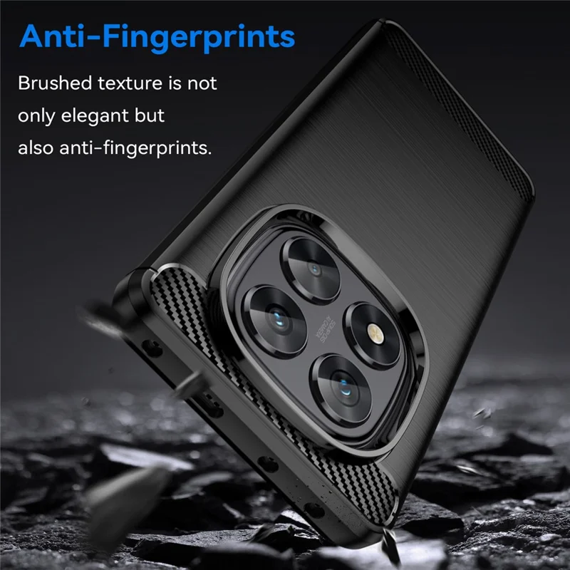 Per Xiaomi Redmi Note 14 Pro 5G Case Carbon Fiber Texture TPU Brushed Phone Cover - Nero