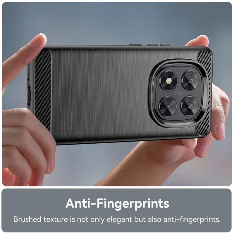 Per Xiaomi Redmi Note 14 Pro 5G Case Carbon Fiber Texture TPU Brushed Phone Cover - Nero