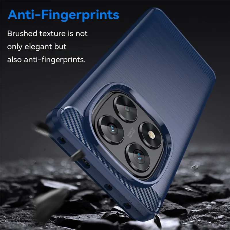 For Xiaomi Redmi Note 14 Pro 5G / Poco X7 5G Case Carbon Fiber Texture TPU Brushed Phone Cover - Blue