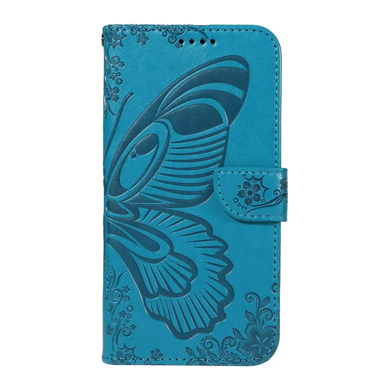 Voor Motorola Moto G55 5G Hoesje Vlinderpatroon Leren Portemonnee Flip Hoesje - Blauw