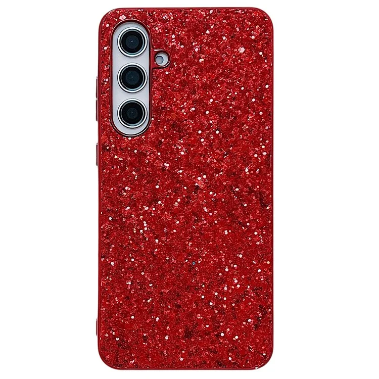 For Samsung Galaxy S24 FE Case TPU + PC Sparkling Glitter Phone Back Cover - Red