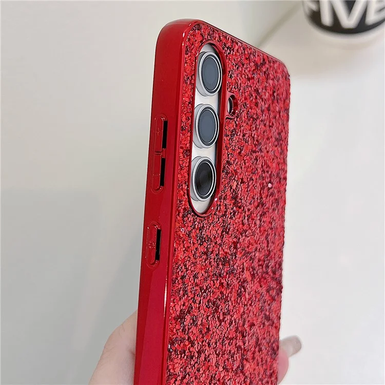 For Samsung Galaxy S24 FE Case TPU + PC Sparkling Glitter Phone Back Cover - Red