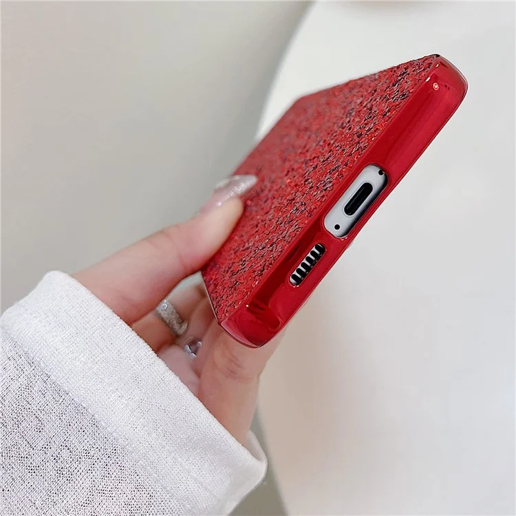 For Samsung Galaxy S24 FE Case TPU + PC Sparkling Glitter Phone Back Cover - Red