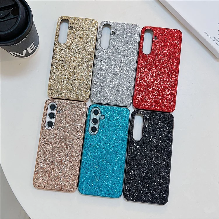 For Samsung Galaxy S24 FE Case TPU + PC Sparkling Glitter Phone Back Cover - Red
