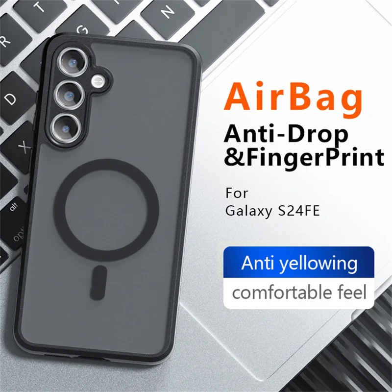 Capa compatível com Samsung Galaxy S24 FE com MagSafe, feita de TPU+PC, acabamento fosco.