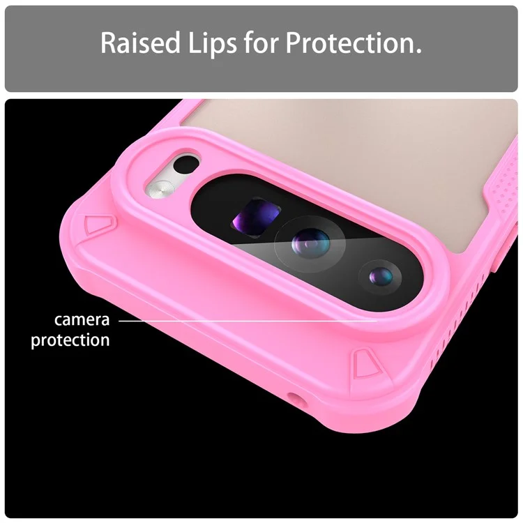 For Google Pixel 9 Pro XL Case PC+TPU Semi-Transparent Frosted Finish Protective Phone Cover - Pink