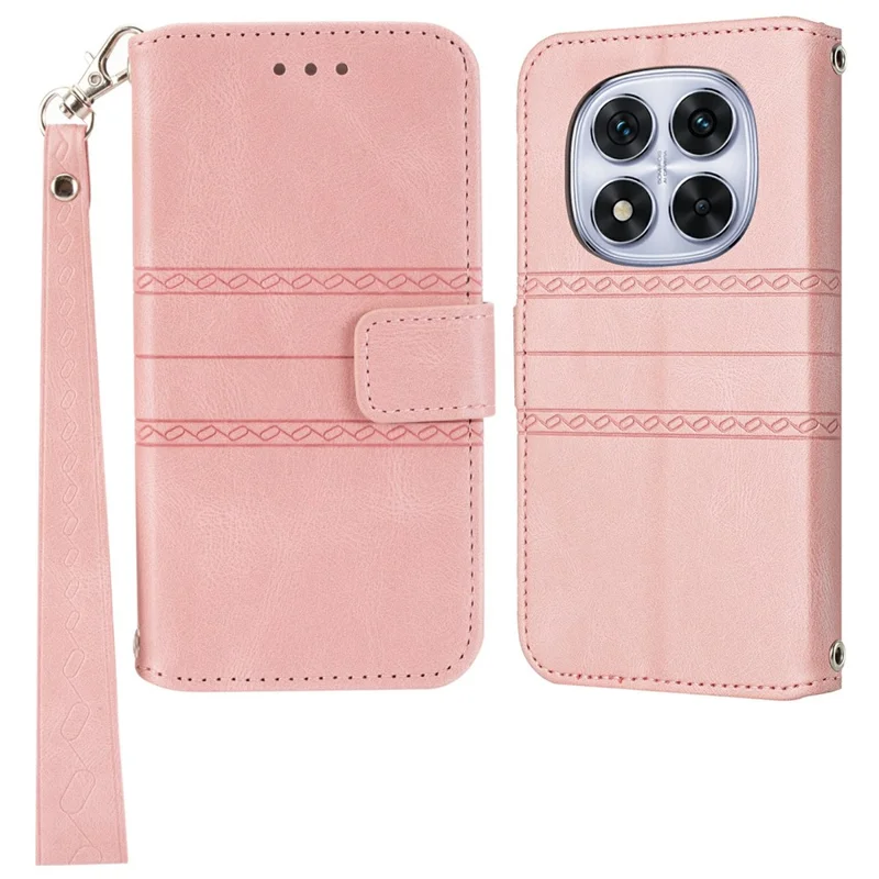 Til Xiaomi Redmi Note 14 Pro+ 5G Task Wallet Med Skindeling Læder Indpræget Telefon Cover - Pink