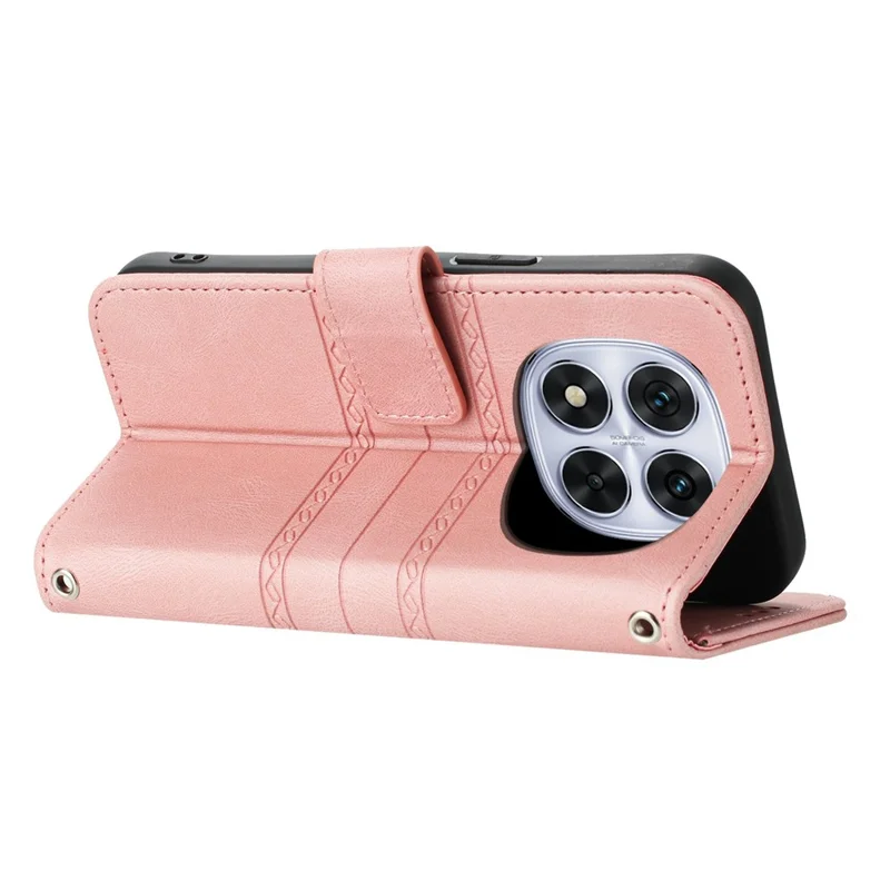 Til Xiaomi Redmi Note 14 Pro+ 5G Task Wallet Med Skindeling Læder Indpræget Telefon Cover - Pink