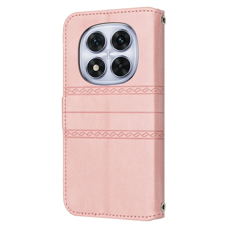 Til Xiaomi Redmi Note 14 Pro+ 5G Task Wallet Med Skindeling Læder Indpræget Telefon Cover - Pink