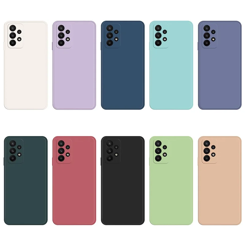 Cell Phone Back Cover for Samsung Galaxy A23 5G (Global Version) / 4G, Straight Edge Rubberized TPU+Microfiber Lining Phone Case - Grey Blue