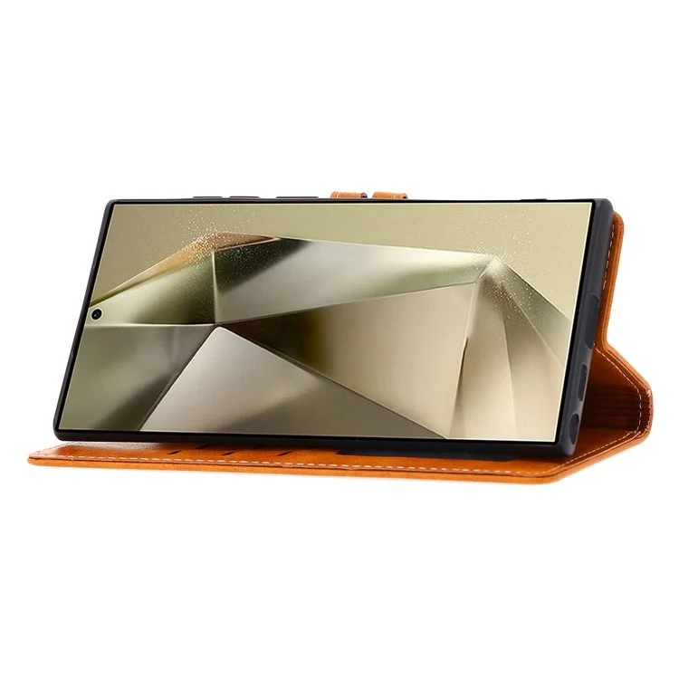 Für Samsung Galaxy S25 Ultra Hülle Happy Cat Muster geprägter Leder-Wallet-Telefonhülle - Gelb