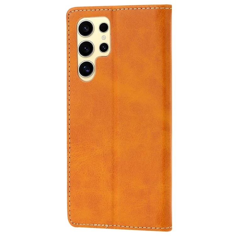 Für Samsung Galaxy S25 Ultra Hülle Happy Cat Muster geprägter Leder-Wallet-Telefonhülle - Gelb