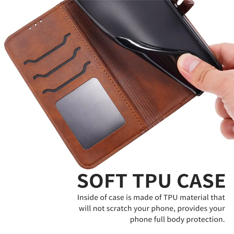 For Samsung Galaxy S25 Ultra Case Happy Cat Pattern Imprinted Leather Wallet Phone Cover - Brown