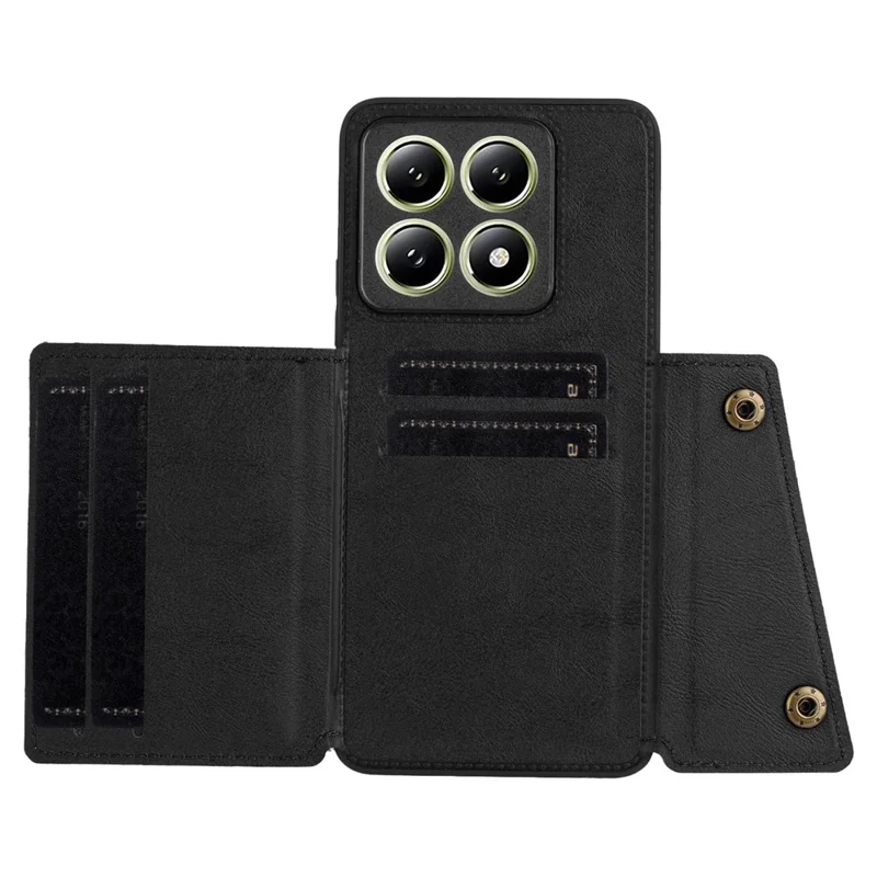For Xiaomi 14T Case Card Slots Kickstand Leather + TPU Phone Cover - Black