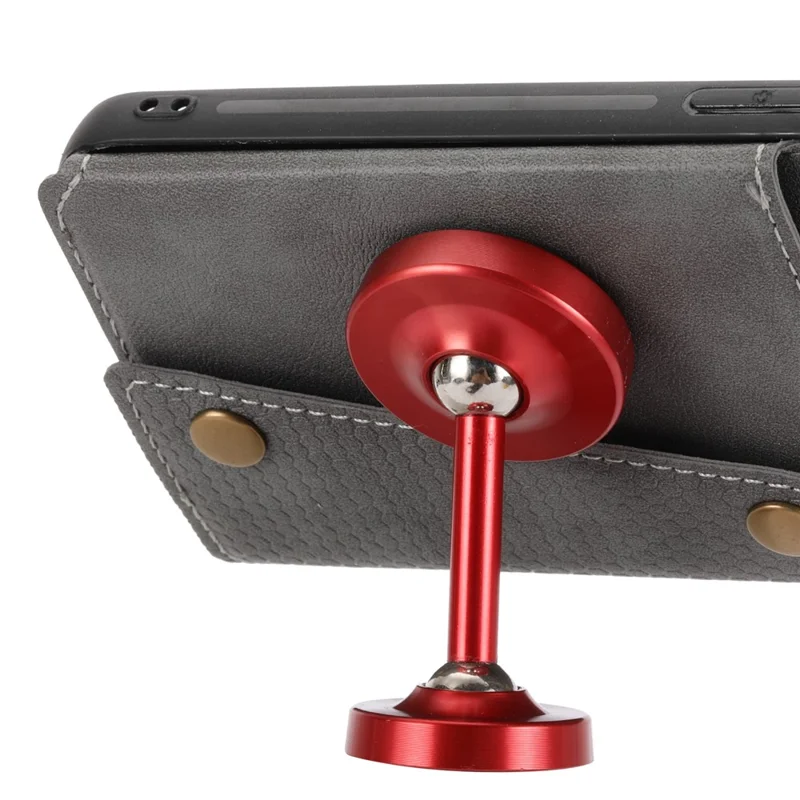 Voor Samsung Galaxy S25+ Hoesje met Kaartslots en Steunbeentje in Leer + TPU - Grijs