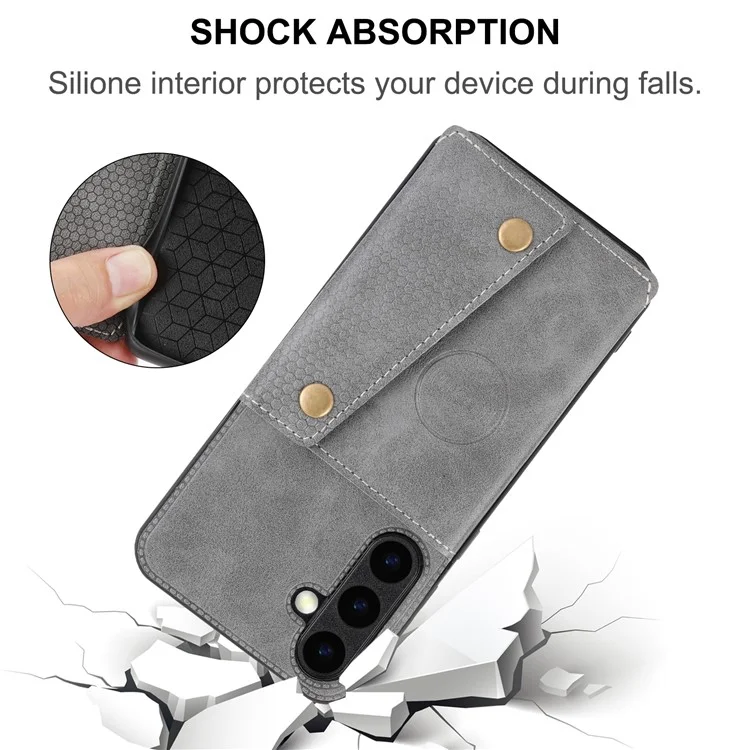For Samsung Galaxy S25 Case Card Slots Kickstand Leather + TPU Phone Cover - Red
