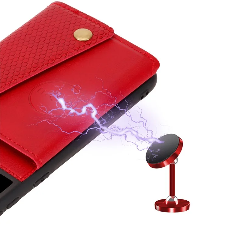 For Samsung Galaxy S25 Case Card Slots Kickstand Leather + TPU Phone Cover - Red