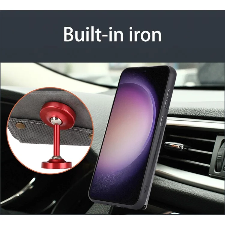 For Samsung Galaxy S25 Case Card Slots Kickstand Leather + TPU Phone Cover - Red