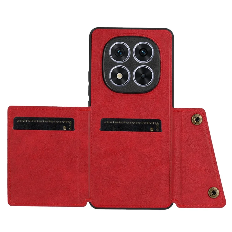 For Xiaomi Redmi Note 14 Pro 5G / Poco X7 5G Case Card Slots Kickstand Leather + TPU Phone Cover - Red