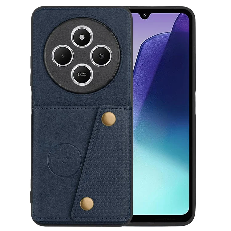 Для Xiaomi Poco C75 4G / Redmi 14R 5G / 14C 4G Чехол с отделениями для карт, подставкой, кожа + ТПУ - Синий