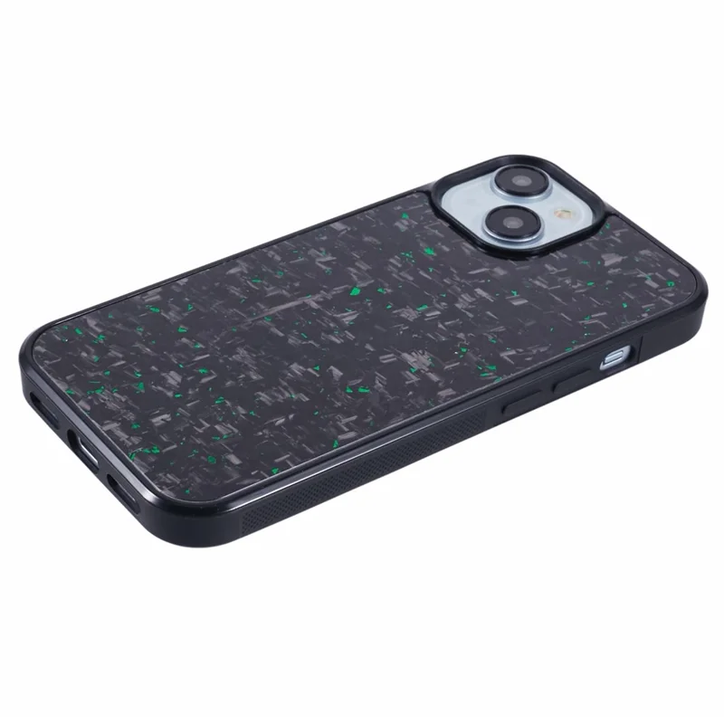 For iPhone 13 Magnetic Case Forged Texture Aramid Fiber+TPU Anti-Slip Phone Cover - Green
