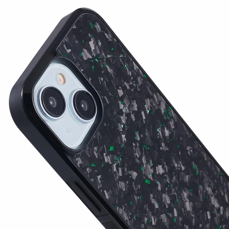 For iPhone 13 Magnetic Case Forged Texture Aramid Fiber+TPU Anti-Slip Phone Cover - Green