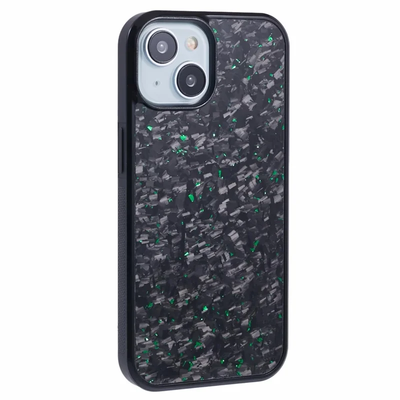 For iPhone 15 Plus Magnetic Case Forged Texture Aramid Fiber+TPU Anti-Slip Phone Cover - Green