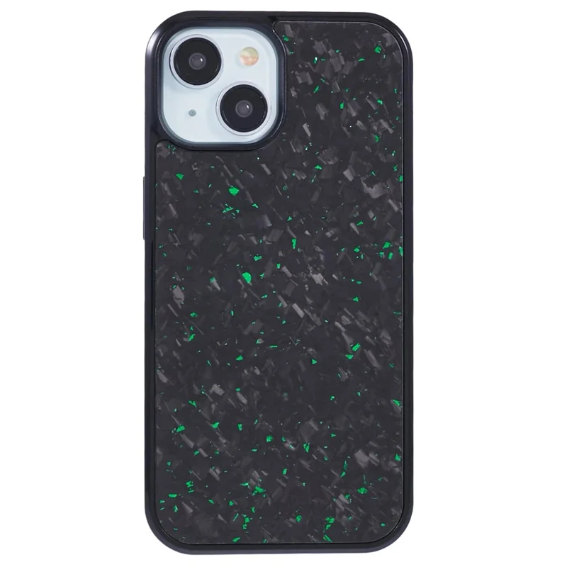 For iPhone 15 Plus Magnetic Case Forged Texture Aramid Fiber+TPU Anti-Slip Phone Cover - Green