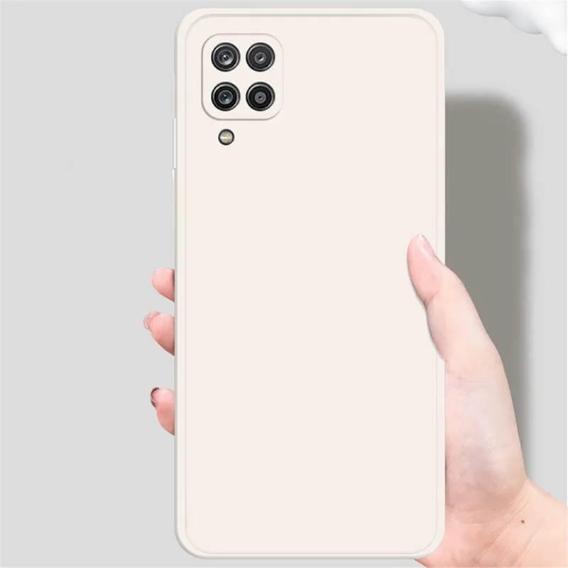 Étui de protection pour téléphone portable Samsung Galaxy A12, coque en TPU avec finition caoutchoutée et doublure en microfibre - Beige
