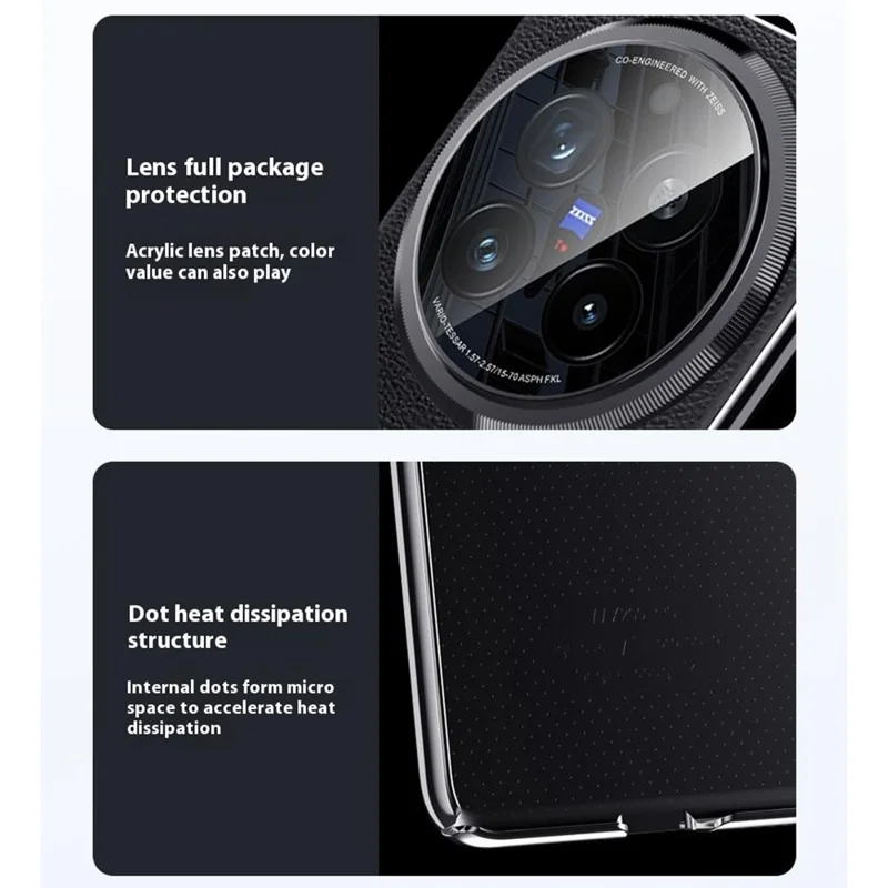 Custodia per vivo X200 Pro 5G in pelle PU + acrilico + PC antiurto - Nera