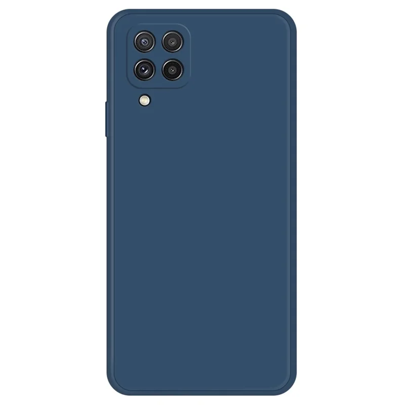 Mobilhölje för Samsung Galaxy A22 4G (EU-version), rätskuret gummifierat flexibelt TPU-hölje med mikrofiberfodral - mörkblått