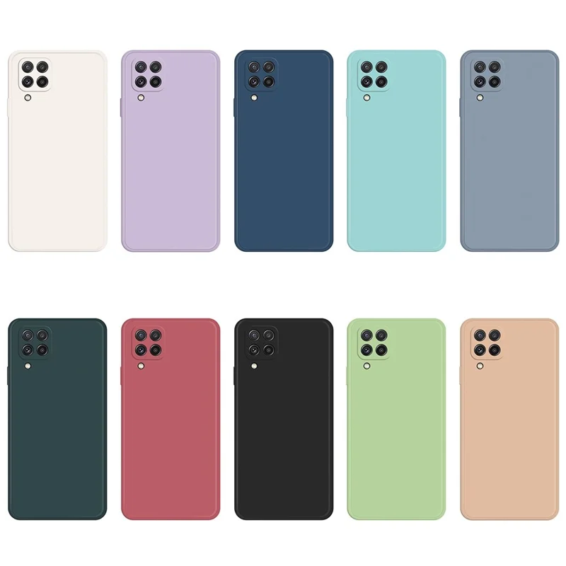 Mobilhölje för Samsung Galaxy A22 4G (EU-version), rätskuret gummifierat flexibelt TPU-hölje med mikrofiberfodral - mörkblått