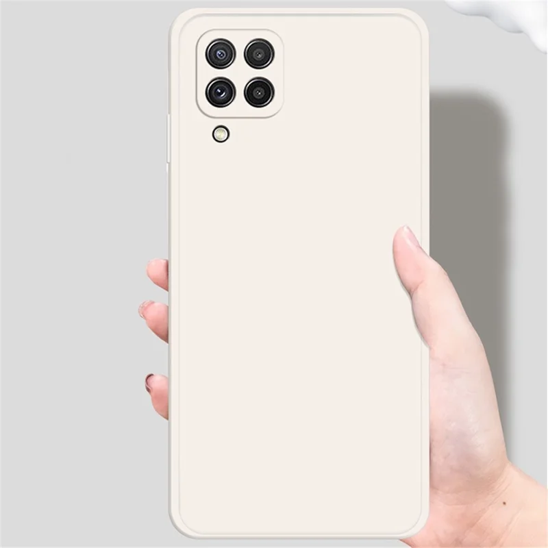 Cell Phone Back Cover for Samsung Galaxy A22 4G (EU Version), Straight Edge Rubberized Flexible TPU Phone Case with Microfiber Lining - Grey Blue