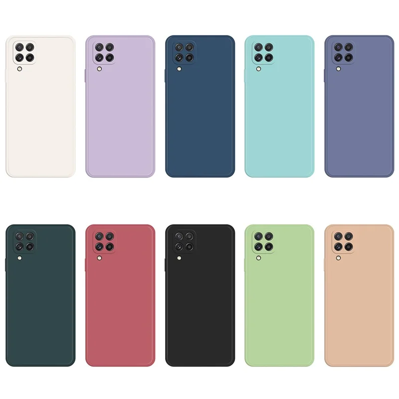 Cell Phone Back Cover for Samsung Galaxy A22 4G (EU Version), Straight Edge Rubberized Flexible TPU Phone Case with Microfiber Lining - Grey Blue