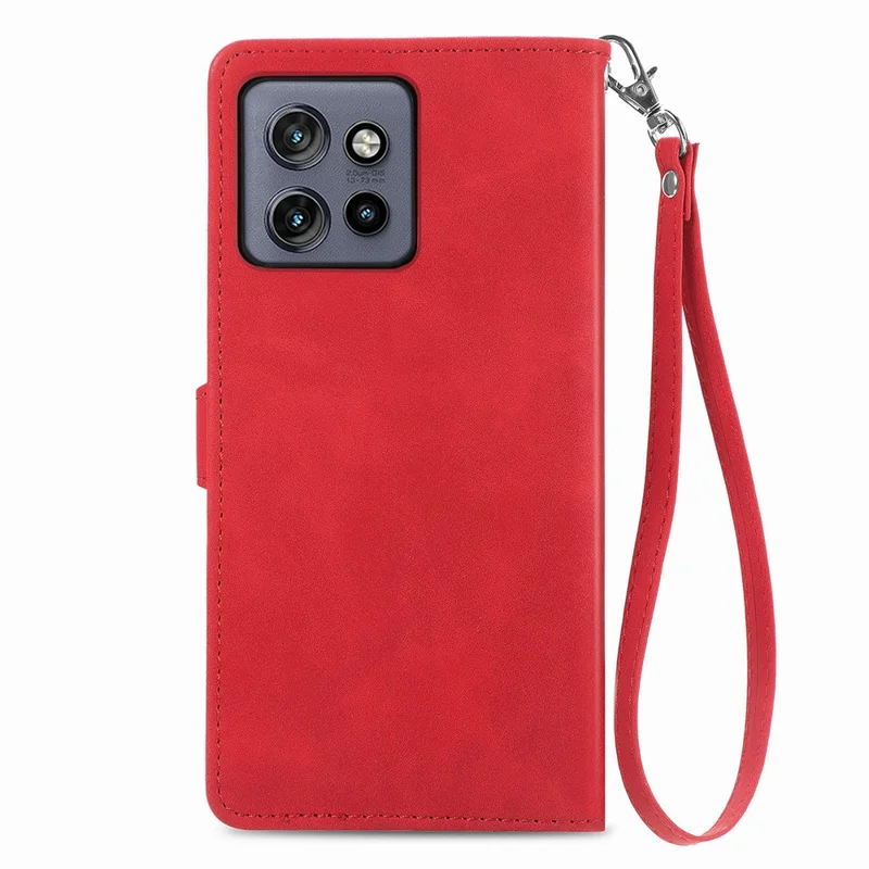 Case For Motorola Edge 60 Neo 5G / Edge 50 Neo 5G / Moto S50 5G / Thinkphone 25 5G Zipper Wallet PU Leather Flower Imprint Phone Cover - Red
