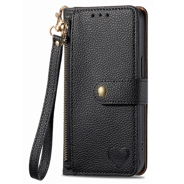 Étui portefeuille en cuir avec poche zippée antiRFID pour Motorola Edge 50 Neo 5G - Noir