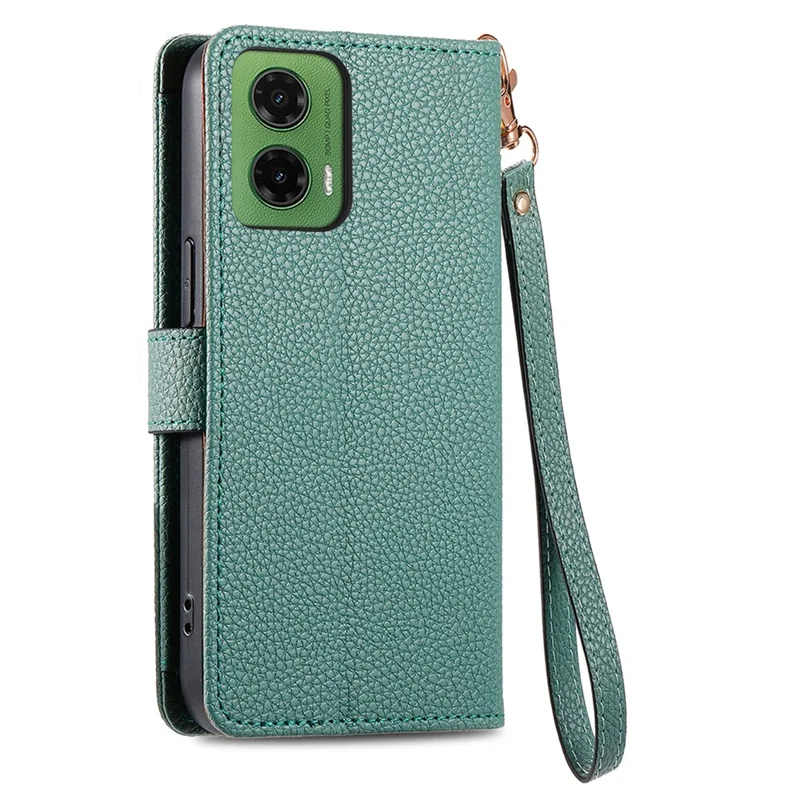For Motorola Moto G35 5G Case RFID Blocking Zipper Pocket Leather Wallet Phone Cover - Green