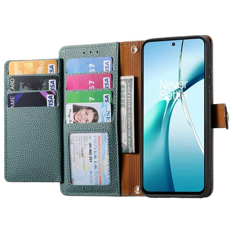 For Motorola Moto G35 5G Case RFID Blocking Zipper Pocket Leather Wallet Phone Cover - Green