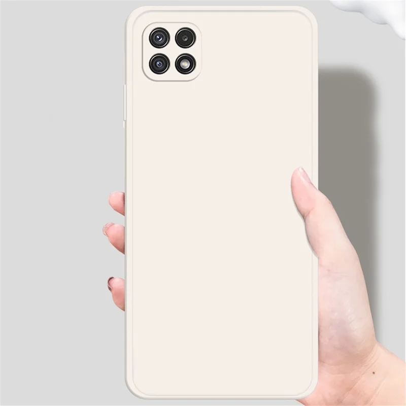 Cell Phone Back Cover for Samsung Galaxy A22 5G (EU Version), Fall Prevention Straight Edge Rubberized TPU Phone Case with Microfiber Lining - Red