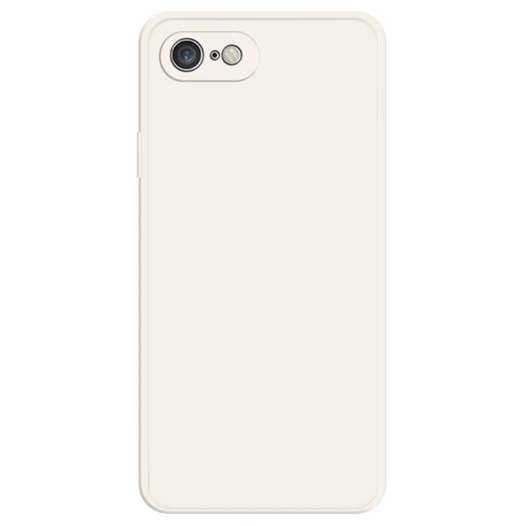 Para iPhone 7 / 8 / SE (2020) / SE (2022) Cubierta trasera de teléfono a prueba de golpes con bordes rectos, funda de teléfono de TPU con revestimiento de microfibra - Beige