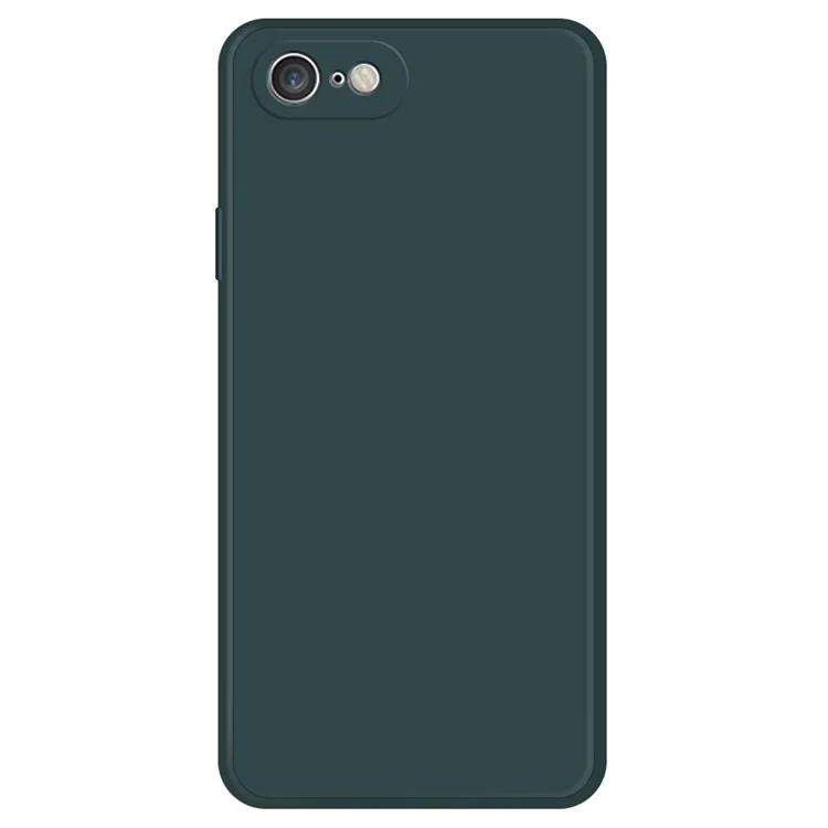 Para iPhone 7 / 8 / SE (2020) / SE (2022) Funda trasera de teléfono a prueba de golpes con borde recto, funda de teléfono de TPU con acabado de goma y forro de microfibra - Verde negruzco
