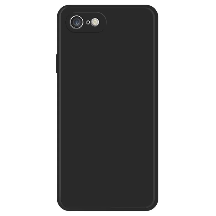 For iPhone 7 / 8 / SE (2020) / SE (2022) Drop-proof Straight Edge Cell Phone Back Cover Rubberized TPU Phone Case with Microfiber Lining - Black