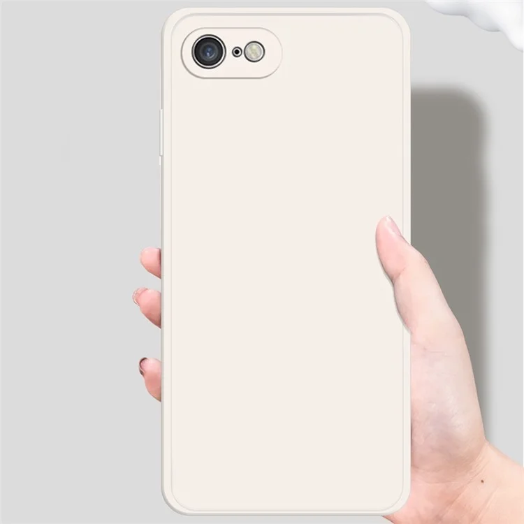 For iPhone 7 / 8 / SE (2020) / SE (2022) Drop-proof Straight Edge Cell Phone Back Cover Rubberized TPU Phone Case with Microfiber Lining - Black