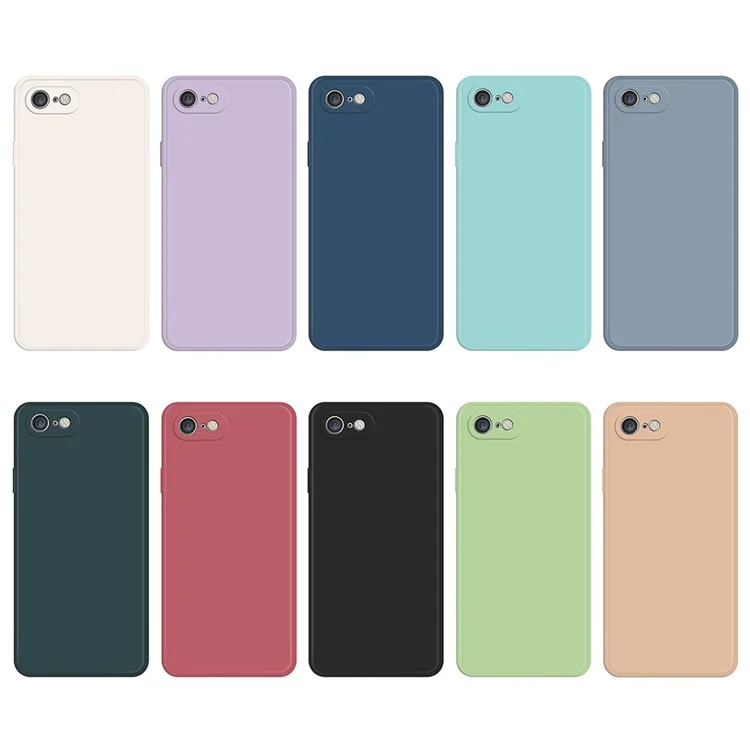 For iPhone 7 / 8 / SE (2020) / SE (2022) Drop-proof Straight Edge Cell Phone Back Cover Rubberized TPU Phone Case with Microfiber Lining - Black