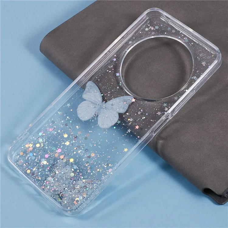 Pour Xiaomi Poco C75 4G / Redmi 14R 5G / Redmi 14C 4G Coque Epoxy PVC Papillon TPU Esthétique Housse de Téléphone - Blanc