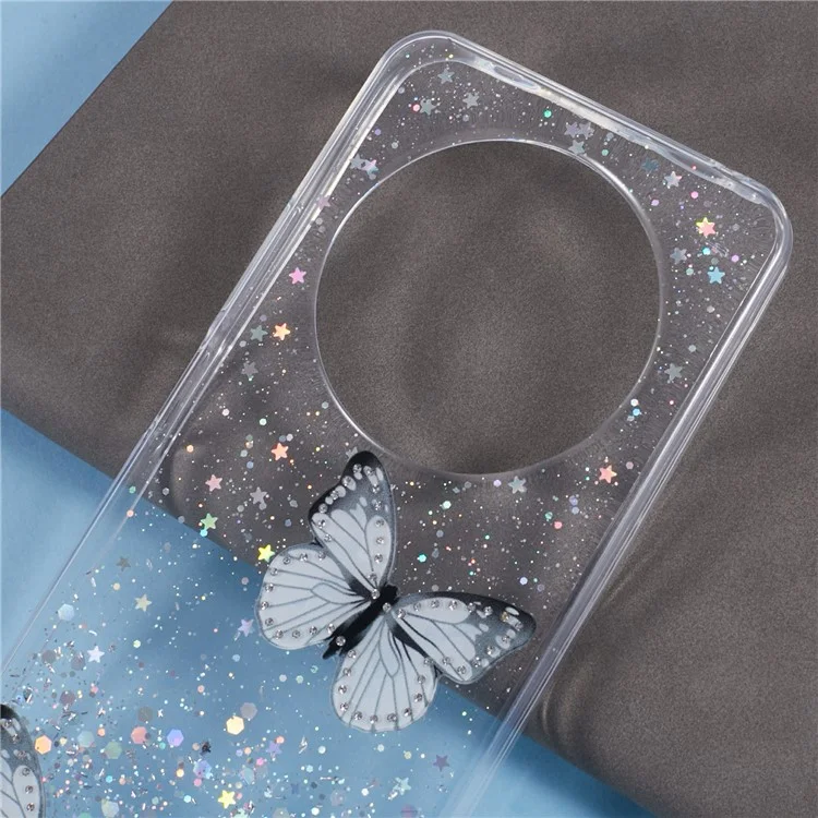 Pour Xiaomi Poco C75 4G / Redmi 14R 5G / Redmi 14C 4G Coque Epoxy PVC Papillon TPU Esthétique Housse de Téléphone - Blanc