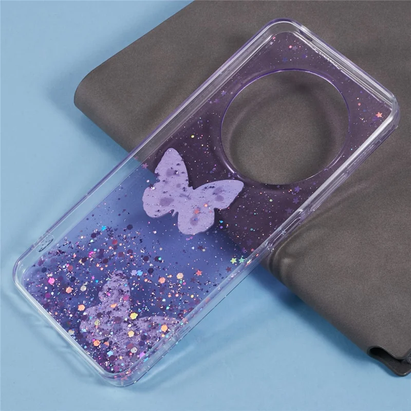 For Xiaomi Poco C75 4G / Redmi 14R 5G / Redmi 14C 4G Case Epoxy PVC Butterfly TPU Aesthetics Phone Cover - Purple